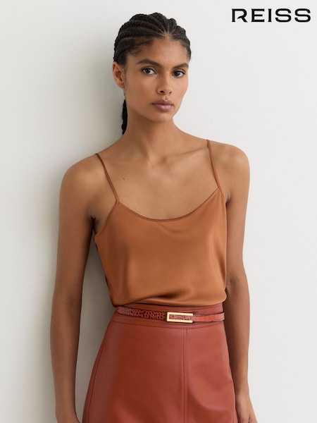 Reiss Rust Orange Corey Silk Cami Top (G09145) | SGD 270