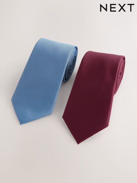 Navy/Burgundy Red Textured Ties 2 Pack (G09164) | ৳ 3,100