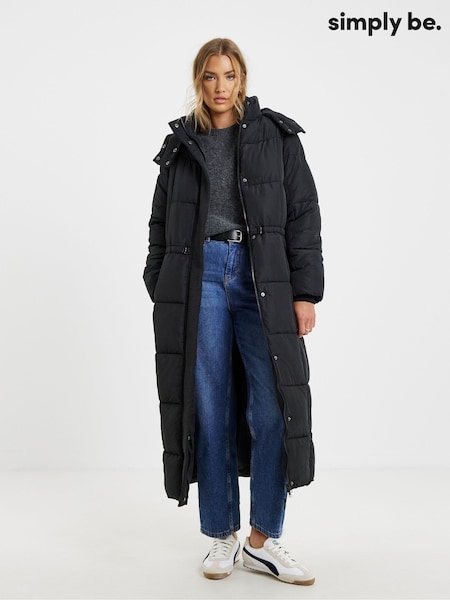 Simply Be Black Maxi Padded Duvet Coat (G09244) | €102