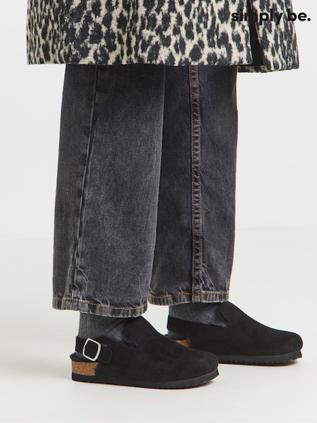 Simply Be Black Fluffy Mules With Back Strap (G09261) | 135 QAR