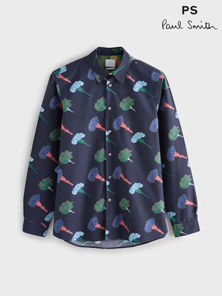 PS Paul Smith Blue Regular-Fit Floral Print Shirt (G09318) | ‏805 ر.ق.