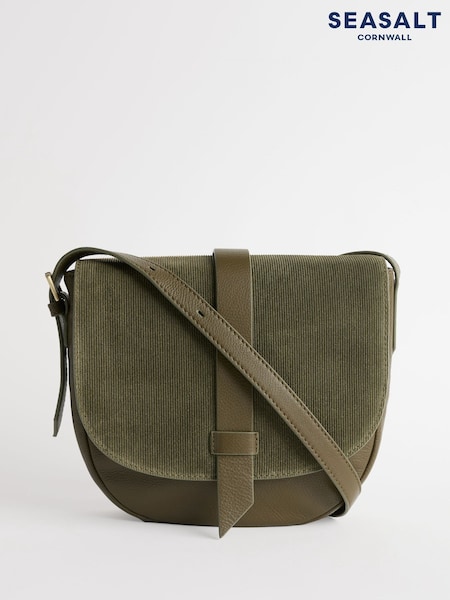 Seasalt Cornwall Green Bellevalia Leather Cross Body Bag (G09377) | €126