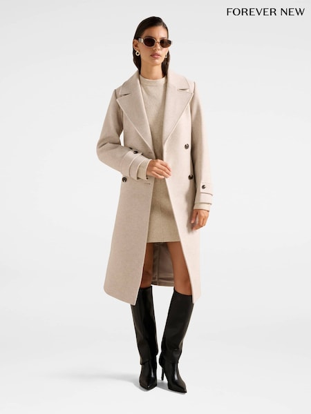 Forever New Cream Cara Double Breasted Wrap Coat (G09521) | € 203