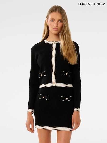 Forever New Black Cece Bow Detail Cardigan (G09524) | € 94