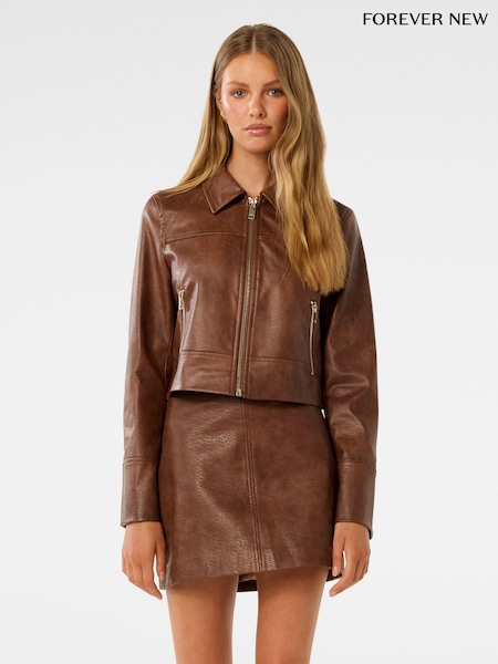 Forever New Brown Wren Vegan Leather Jacket (G09532) | € 148