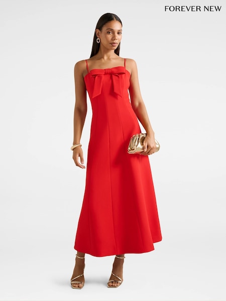 Forever New Red Harlow Bow Front Midi Dress (G09573) | € 203