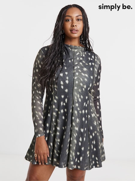 Simply Be Green Seam Detail Mesh Midi Dress With Slash Neck (G09617) | €59