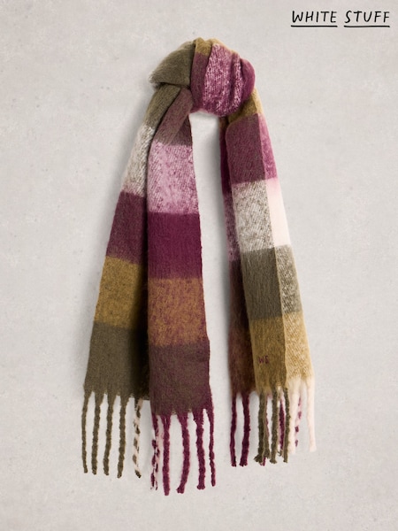 White Stuff Purple Shelly Brushed Check Scarf (G09668) | R$ 385