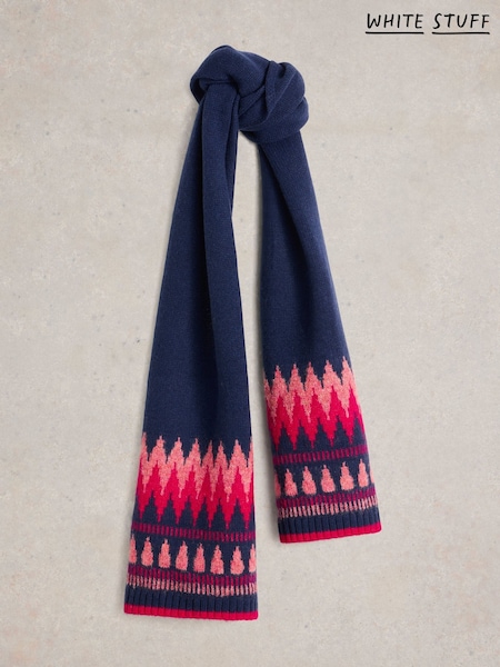 White Stuff Blue Fairisle Knitted Scarf (G09695) | €64