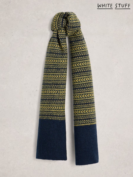 White Stuff Blue Jasper Fairisle Knit Scarf (G09715) | €62