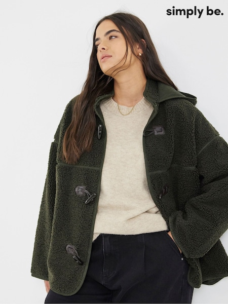 Simply Be Green Hooded Teddy Duffel Coat (G09726) | €108