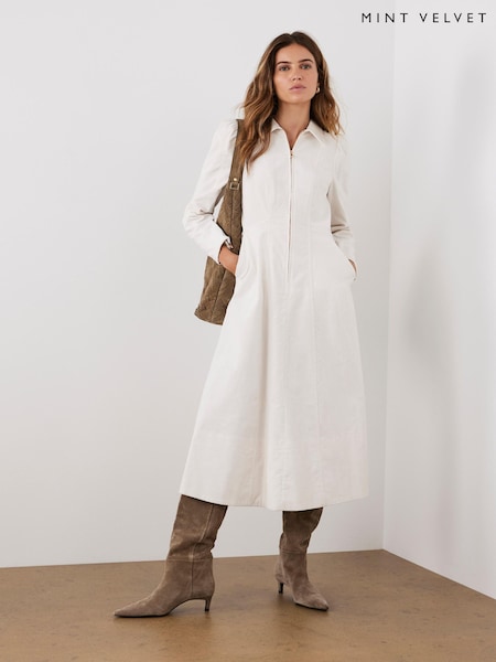 Mint Velvet Cream Corduroy Midi Dress (G09899) | €191