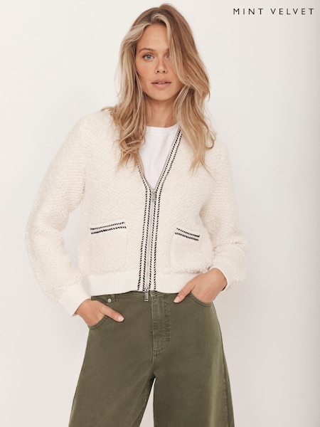 Mint Velvet Cream Boucle Bomber Jacket (G09905) | €184
