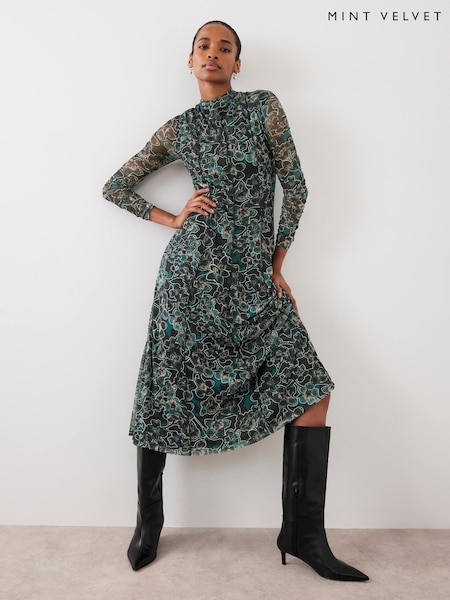 Mint Velvet Floral Print Midi Dress (G09932) | ‏699 د.إ.‏