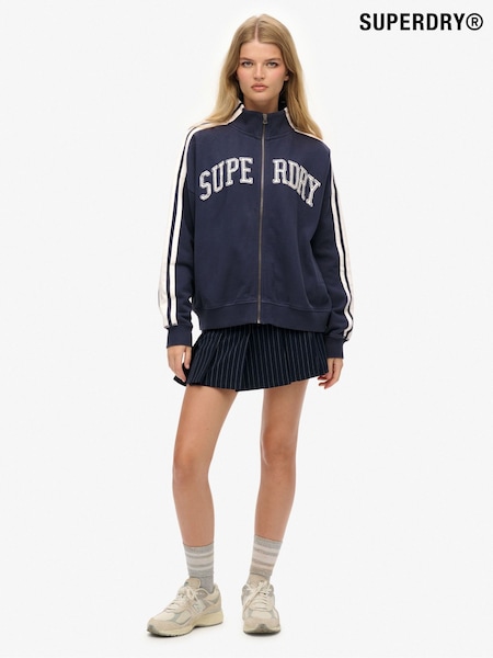 Superdry Blue Athletic Essentials Applique Loose Zip Track Top (G10034) | €91