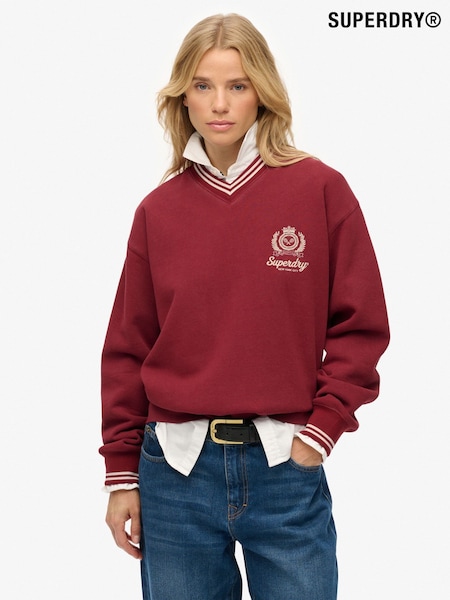Superdry Red Country Club V-Neck Sweattop (G10048) | R$ 495