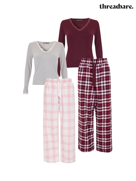 Threadbare Red Long Sleeve Check Pyjamas (2-Piece Set) (2 Pack) (G10088) | €60