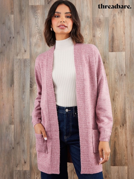 Threadbare Pink Longline Knitted Cardigan (G10103) | AED159