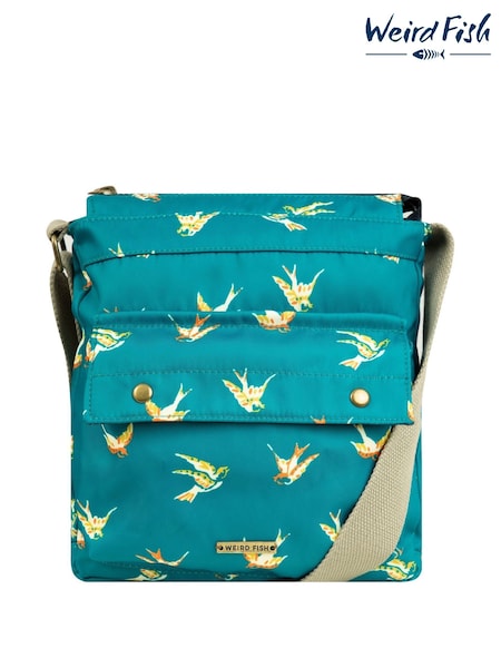 Weird Fish Green Kait Printed Cross Body Bag (G10175) | €50