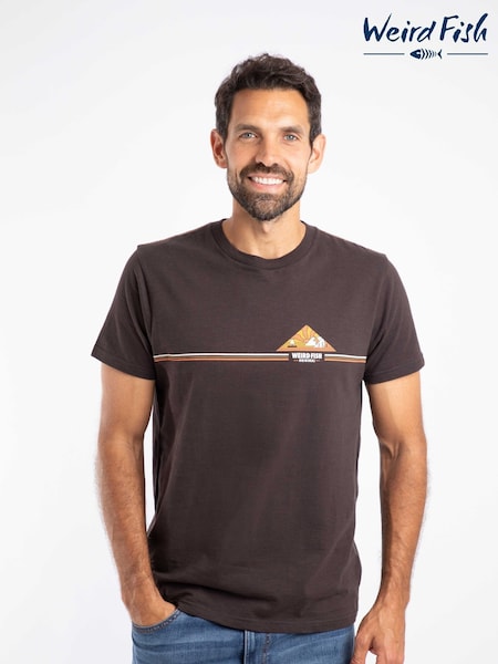 Weird Fish Brown Pyramid Vista Chest Stripe Graphic T-Shirt (G10202) | €37