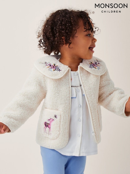 Monsoon Cream Baby Embroidered Borg Fleece Jacket (G10291) | €53 - €58