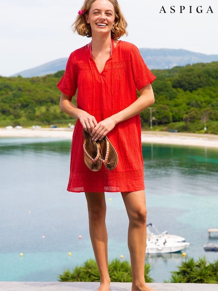 Aspiga Red Roxy Crinkle Lace Kaftan (G10363) | €93