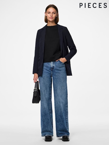 Pieces Blue Loose Striped Blazer (G10402) | €63
