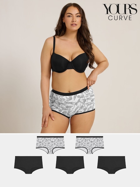 Yours Curve Grey Leopard Print Shorts 5 Pack (G10489) | €25