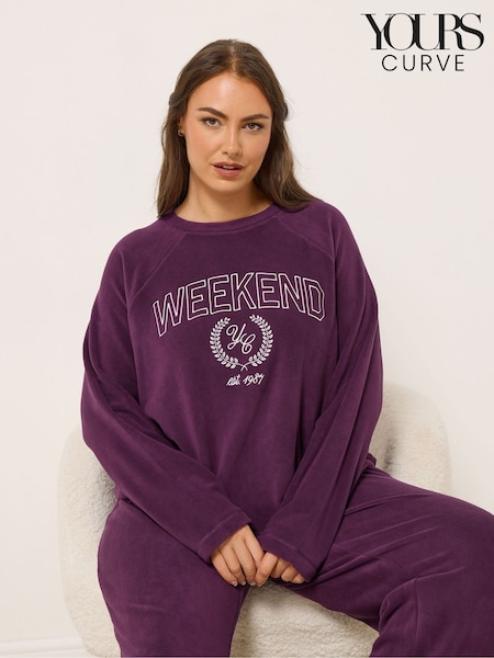 Yours Curve Purple Weekend Microfleece Top (G10508) | €36