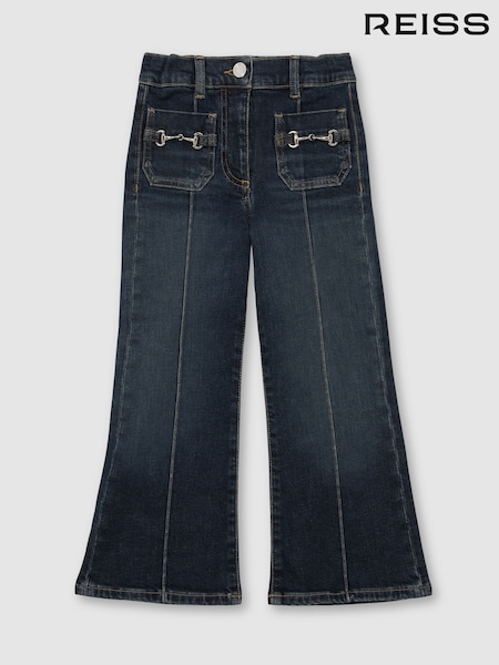 Reiss Blue Sara Flared Horsebit-Detail Jeans (G10560) | LEI 479