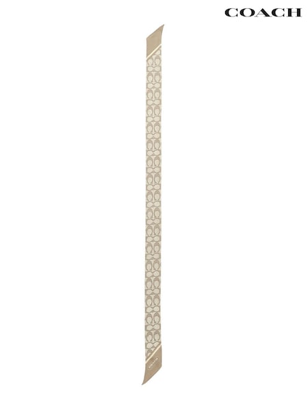COACH Grey Textured Signature C Printed Silk Skinny Scarf (G10694) | 390 QAR