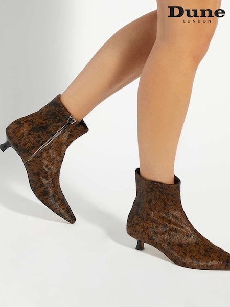 Dune London Brown Odore Chisel Toe Kitten Heels (G10724) | €197