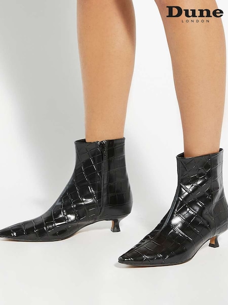 Dune London Black Odore Chisel Toe Kitten Heel (G10739) | €197