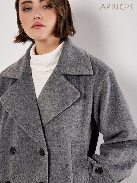 Apricot Grey Tailored Short Trench Jacket (G10828) | €108