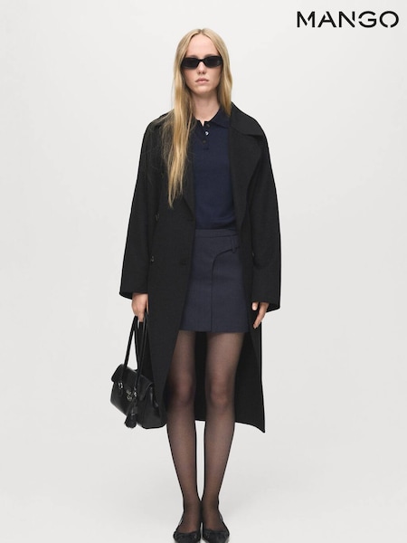 Mango Black Handmade Oversized Wool Coat (G10849) | €179