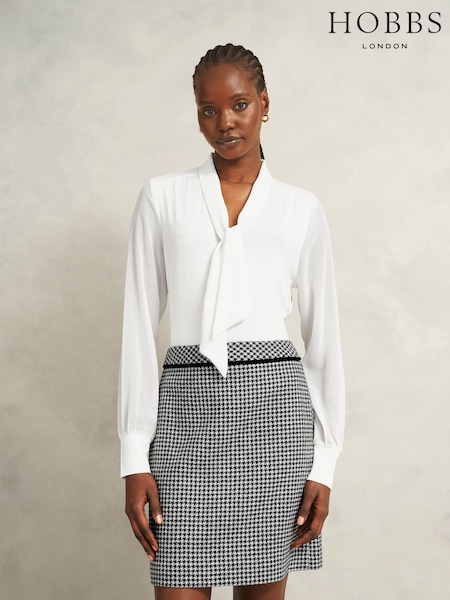 Hobbs White Tarini Tie Neck Top (G10868) | AED344