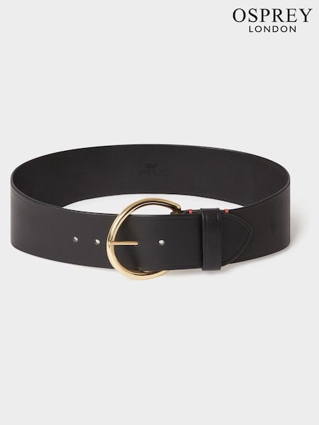 Osprey London The Oversized Leather Buckle Black Belt (G10928) | €99