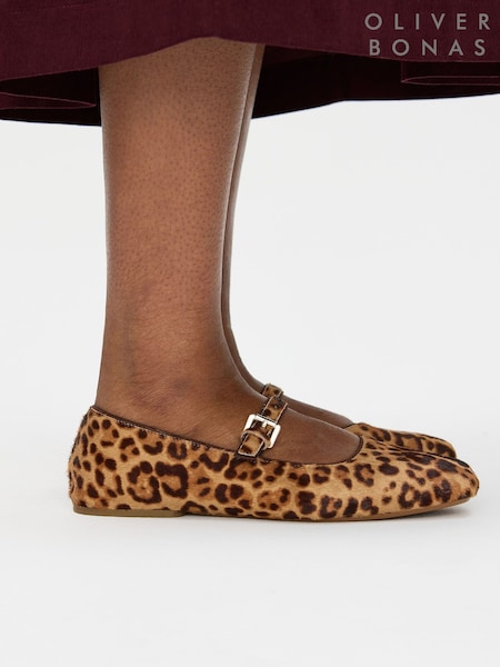 Oliver Bonas Leopard Print Ballet Flats (G10937) | ‏396 ر.ق.