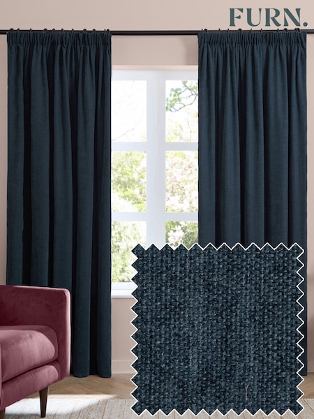 Furn Soft Chenille 100% Blackout Pencil Pleat Curtains (G11053) | 76 € - 179 €