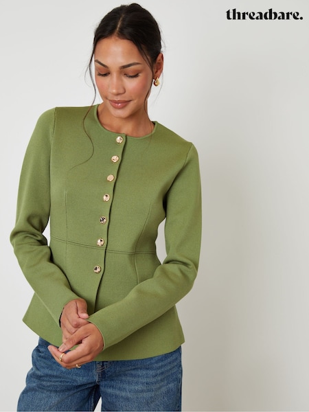 Grün - Threadbare Cinched Knitted Button Up Cardigan (G11133) | 59 €