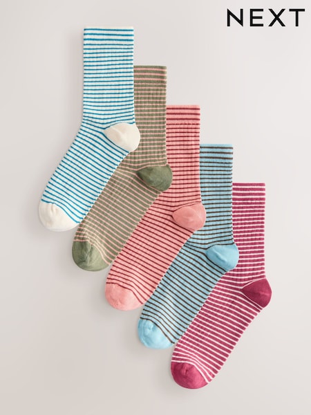 Multi Muted Tonal Stripe Ankle Socks 5 Pack (G11185) | 68 SAR
