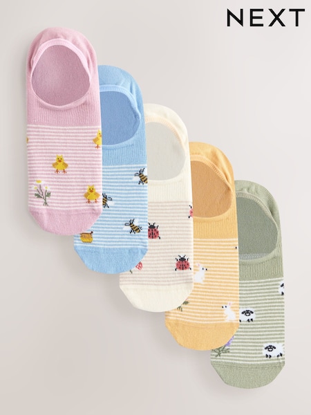 Spring Conversational Print Invisible Trainer Socks 5 Pack (G11247) | 57 SAR