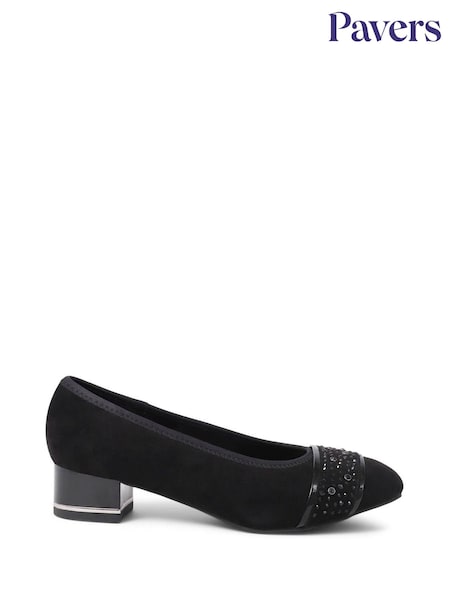 Pavers Black Chrome Wide Fit Slip-On Court Shoes (G11337) | €46