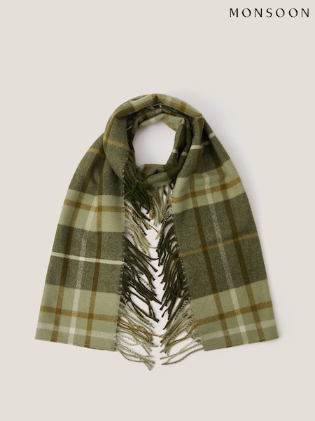 Monsoon Green Soha Check Tassel Scarf (G11383) | 144 QAR