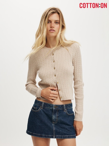 Cotton On Cream Cotton Crew Neck Cardigan (G11467) | €37