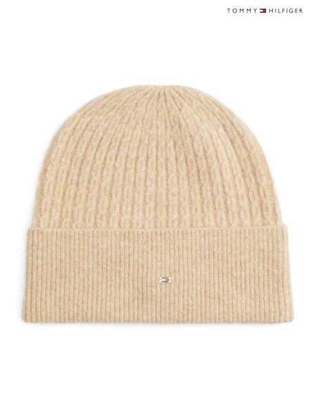 Natural - Tommy Hilfiger Flag Cable Knit Beanie (G11471) | 78 €