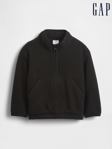 Gap Black Sherpa Half-Zip Pullover Sweatshirt (6mths-5yrs) (6mths-5yrs) (G11641) | €33