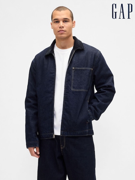 Gap Blue Denim Lined Zip Chore Jacket (G11696) | €139