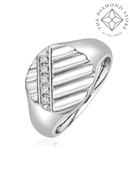 The Diamond Store White Men's 0.07ct Round Cut Lab Diamond Signet Ring in Sterling Silver (G11790) | €164