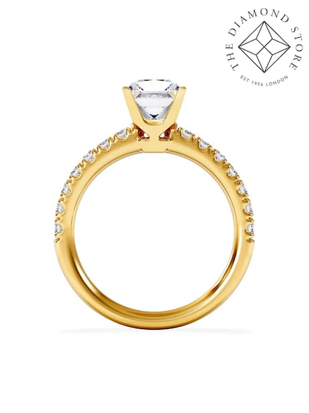 The Diamond Store Silver/Gold Katerina 1.55ct Princess Cut Lab Diamond Solitaire Engagement Ring in 9K Gold (G11797) | €1,848